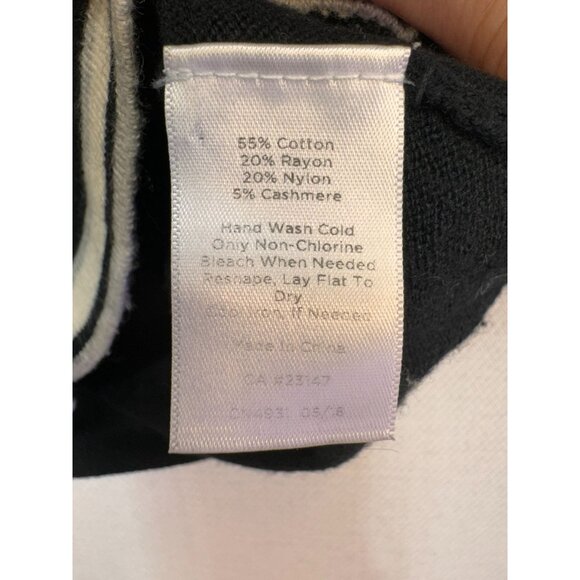 Talbots Womens Cardigan Sweater Petite Black White Trim Button Front - Picture 4 of 9